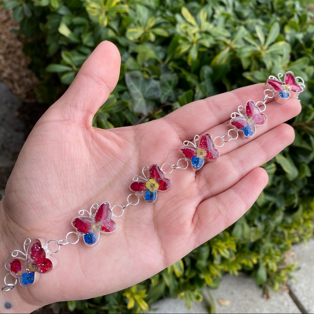 Dried Flower Butterfly Bracelet